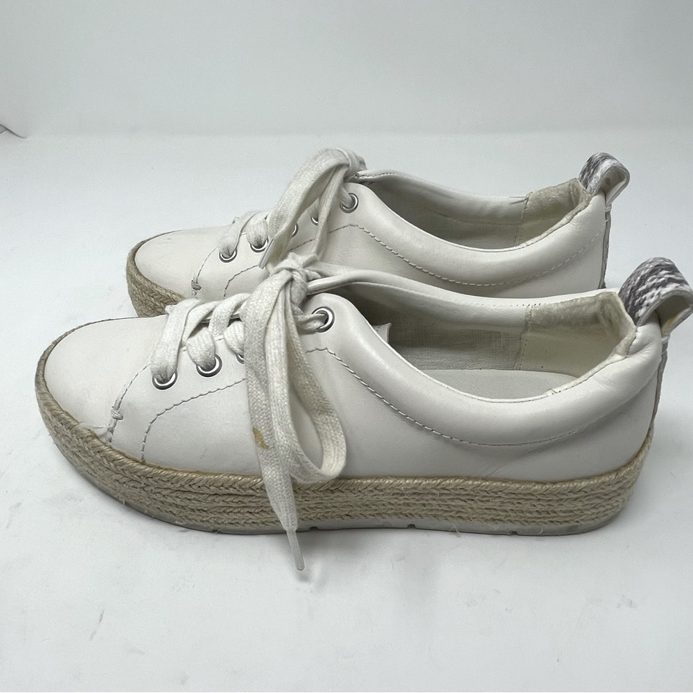 Treasure & Bond Espadrille Sneakers Leather Lace-Up Size 7 White/Gray
